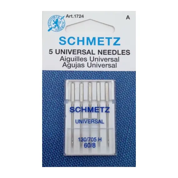 Schmetz 60/8 UNIVERSAL Sewing Machine Needle - Packet of 5 Needles - Needles Sized 60/8 and 70/10 are for Very Fine Fabric Weights like Fine Silk, Chiffon, Organza, Voile and Fine Lace