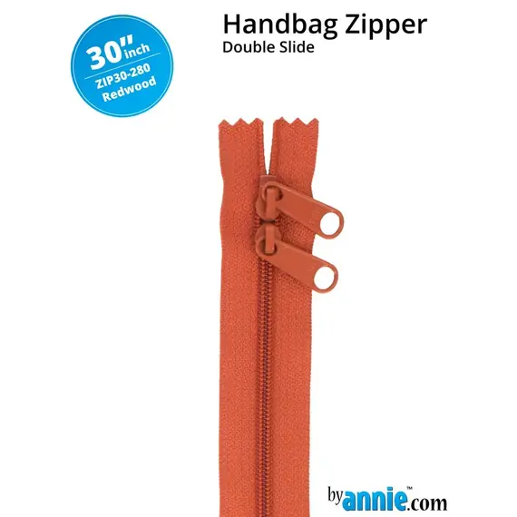 By Annie 30 Inch Handbag Zipper Red wood - See Video