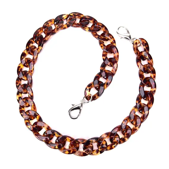 Flat Chain Acrylic Bag Handles 60cms Tortoise Shell