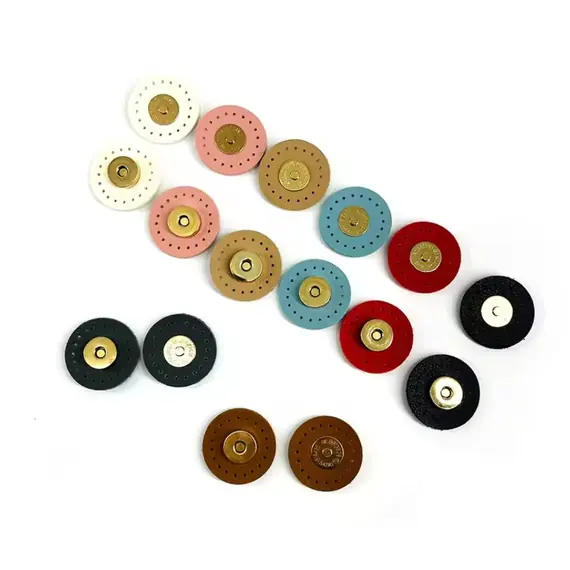 Genuine Leather Round Magnetic Clasps x 1 Set Multiple Colours Available