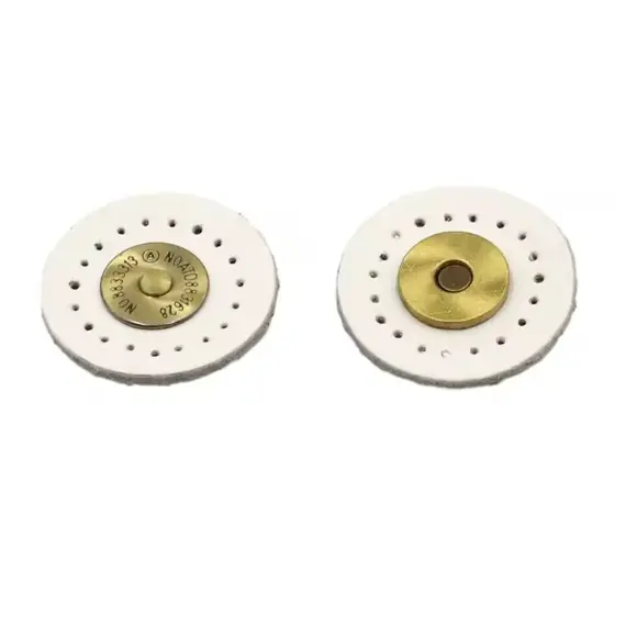 Genuine Leather Round Magnetic Clasps x 1 Set Multiple Colours Available - White