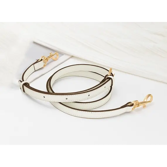 Leather Bag Handle Single Strap with Gold Buckle and Clips 95cm to 120 cms Multiple Colours Available - White