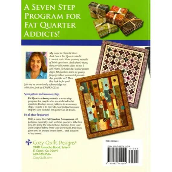 Fat Quarters Anonymous Pattern Book by Cozy Quilt Designs - Back Cover