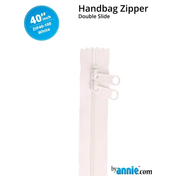 By Annie 40 Inch Handbag Zipper White - See Video