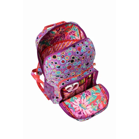 By Annie Leader of the Pack Bag Pattern  - Image of completed back pack - Front pocket and main sections open