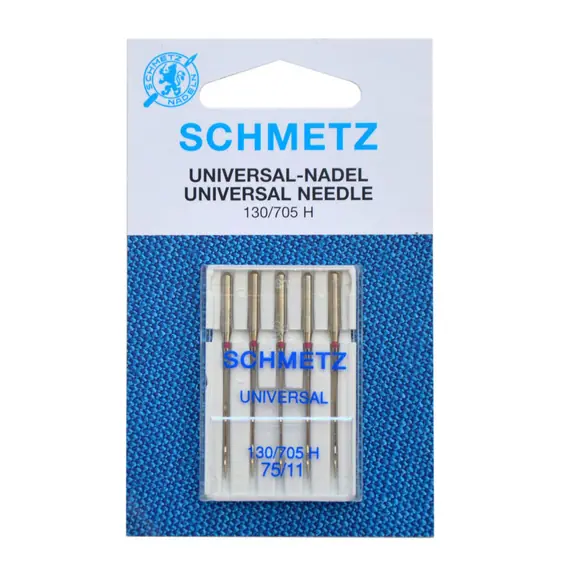 Schmetz 75/11 Machine Needle Universal - Packet of 5 Needles -  Needles Sized 75/11 and 80/12 are for Light Weight fabric like cotton voille, silk, synthetics, spandex and lycra