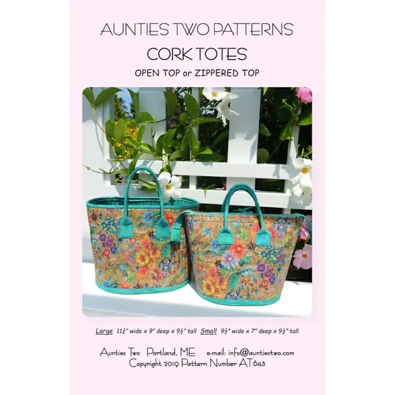 Cork Totes Bag Pattern by Aunties Two - AT643 - Image of Pattern Cover