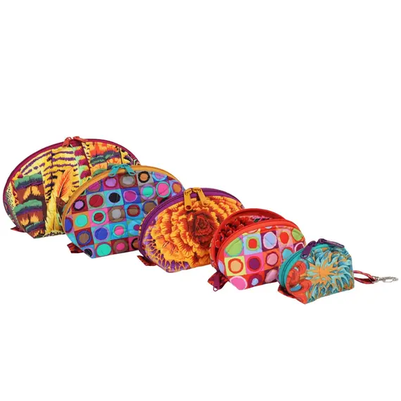 By Annie Clam Up Zippered Pouches Pattern - Completed Pouches showing pouch sizes