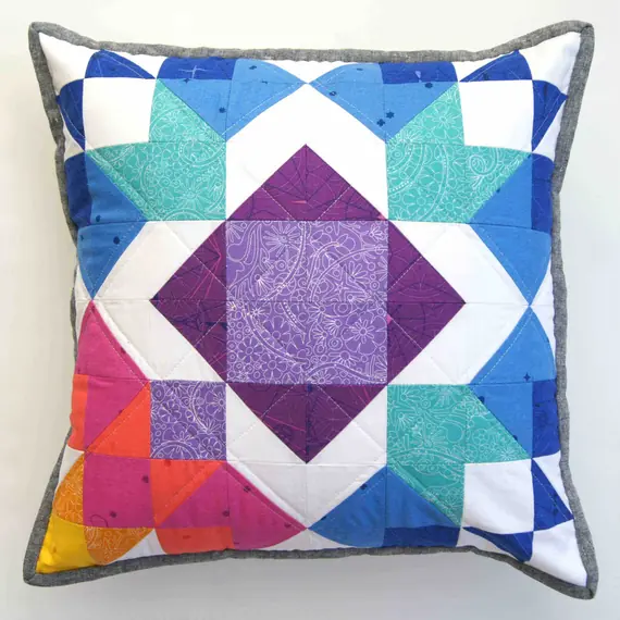 Aurora Quilt Pattern by Tied With A Ribbon - Image of completed pillow