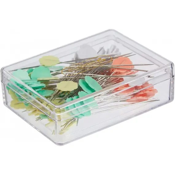 ​Flower Head Pins x 100 #2506 by Clover - SEE VIDEO - Pins shown in box