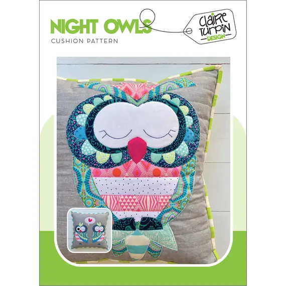 Night Owls Applique Cushion Pattern by Claire Turpin - Pattern Cover