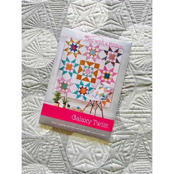 Galaxy Twist Quilt Pattern by Tied With A Ribbon - Image of actual Quilt Pattern cover
