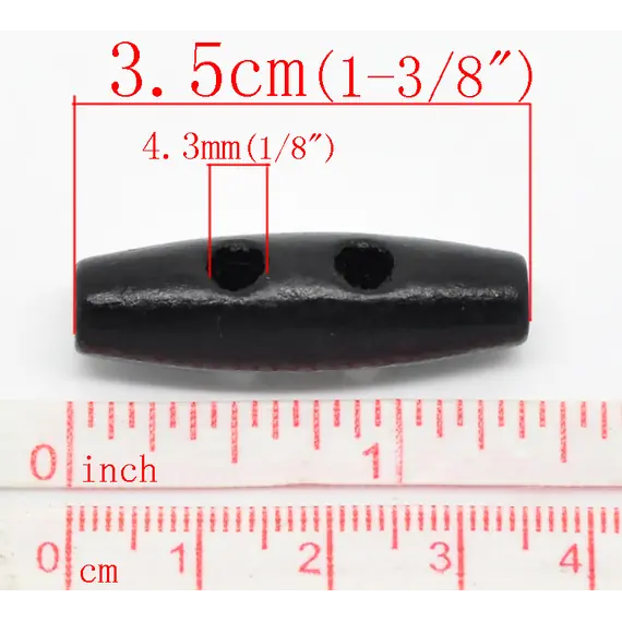 Black Toggle Buttons 3.5 x 1.1 cms x 5
