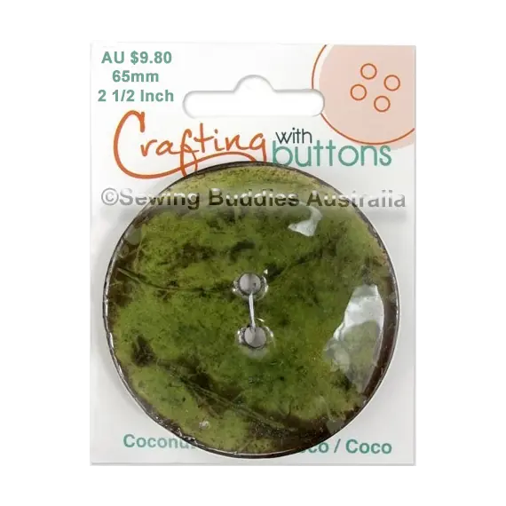 Epoxy Coconut Green 65mm Button