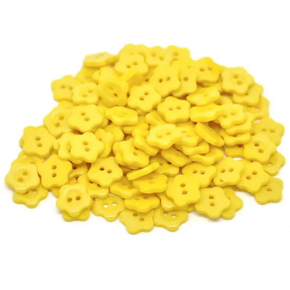 Yellow Flower Shaped Plastic Button