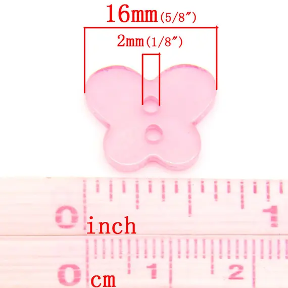 Pale Pink Butterfly Shaped Plastic Button