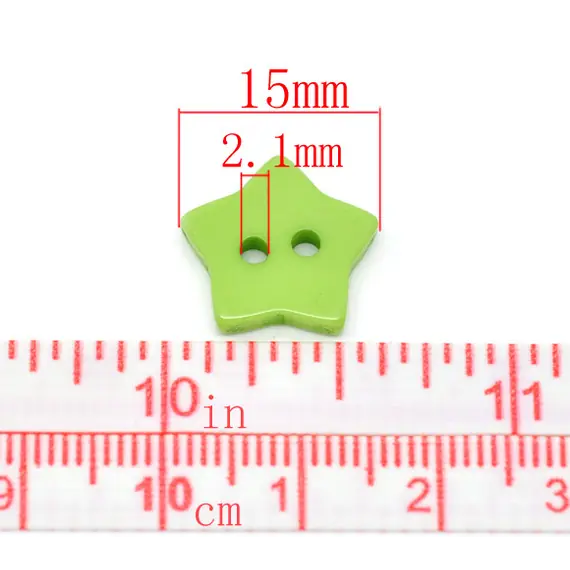 Lime Green Star Shaped Plastic Button