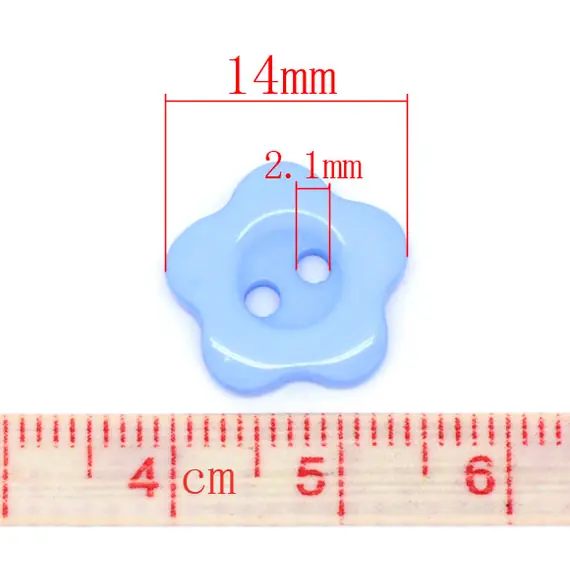 Blue Flower Shaped Plastic Button