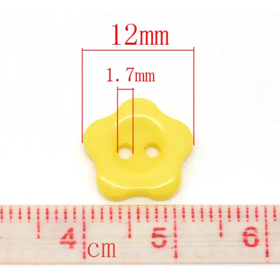 Yellow Flower Shaped Plastic Button