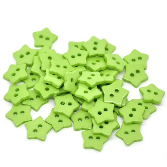 Lime Green Star Shaped Plastic Button