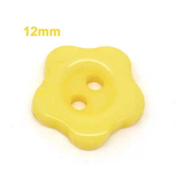 Yellow Flower Shaped Plastic Button