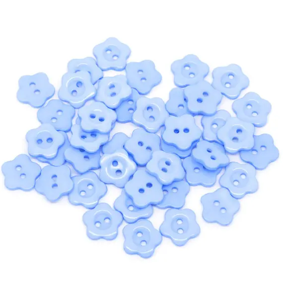 Blue Flower Shaped Plastic Button
