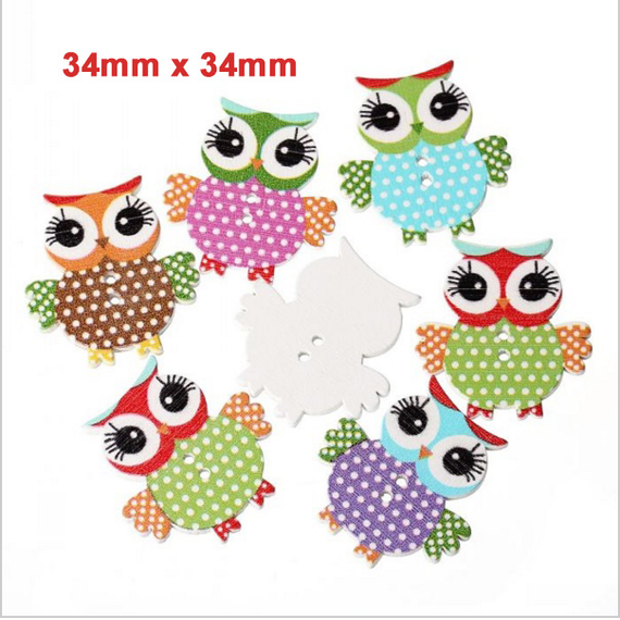 Owl with Polka Dot Buttons x 4