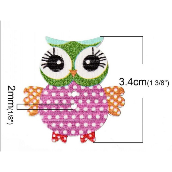 Owl with Polka Dot Buttons x 4