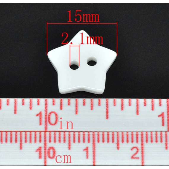 White Star Shaped Plastic Button