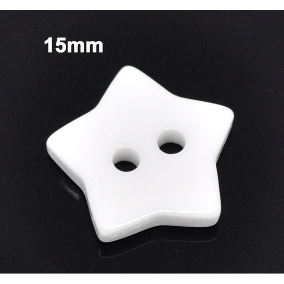 White Star Shaped Plastic Button