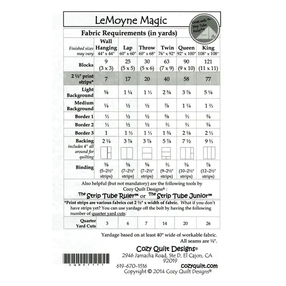 LeMoyne Magic Pattern by Cozy Quilt Designs - See Video