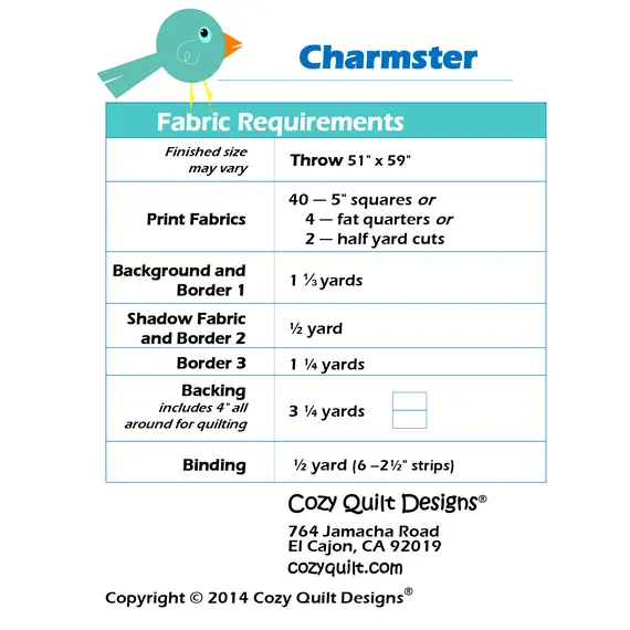 Charmster Pattern by Cozy Quilt Designs