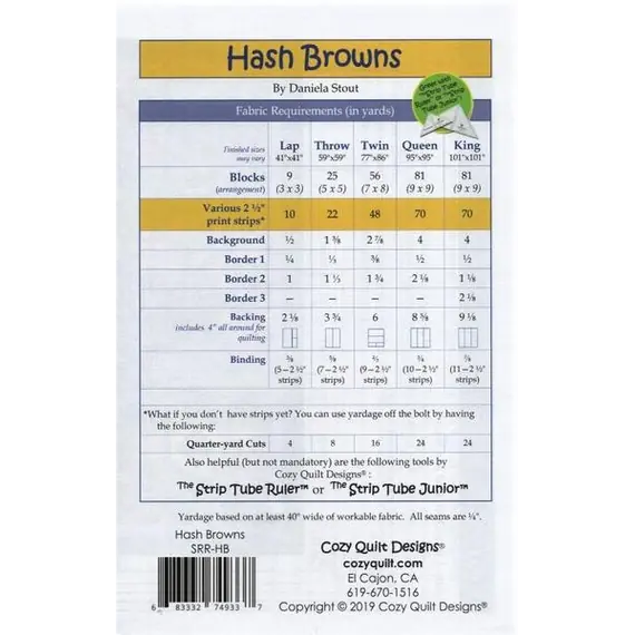 Hash Browns Pattern by Cozy Quilt Designs