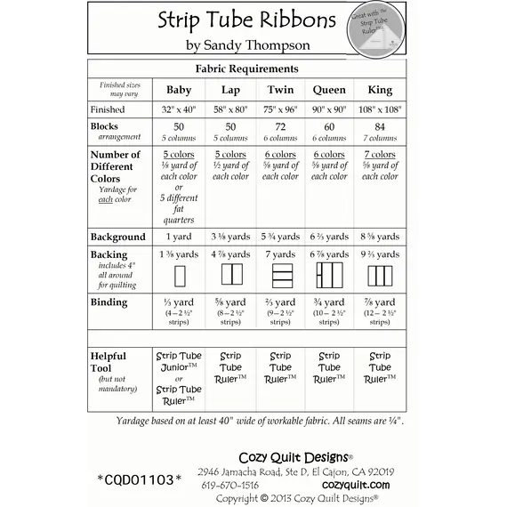 Strip Tube Ribbons Pattern by Cozy Quilt Designs