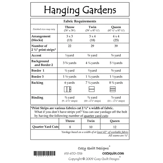 Hanging Gardens Pattern by Cozy Quilt Designs - See Video