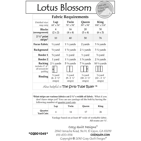 Lotus Blossom Pattern by Cozy Quilt Designs