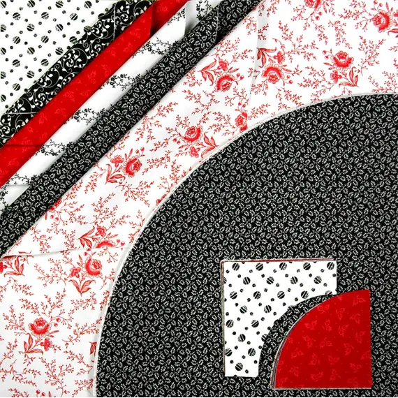 Drunkards Path Pre Cut Kit - Red Black and White