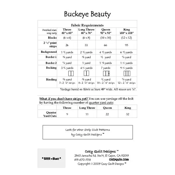 Buckeye Beauty Pattern by Cozy Quilt Designs