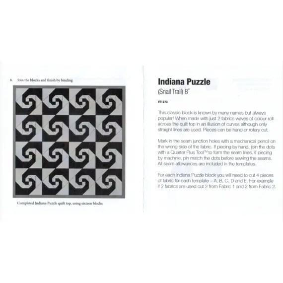 Indiana (Snail Trial) Patchwork Template Set Matilda's Own