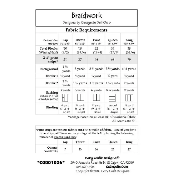 Braidwork Pattern by Cozy Quilt Designs - See Video