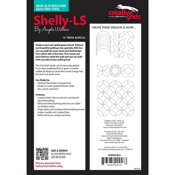 Shelly Low Shank Creative Grids Non-Slip Free Motion Quilting Tool / Ruler