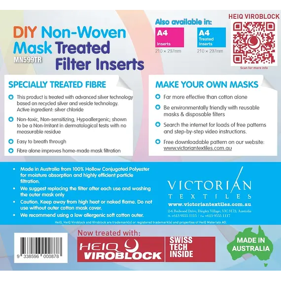 Antiviral Treated Mask Filter Inserts For DIY Masks POST INCLUDED SEE VIDEO