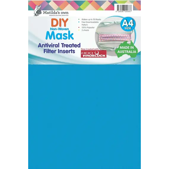 Antiviral Treated Mask Filter Inserts For DIY Masks by Matilda's Own SEE VIDEO