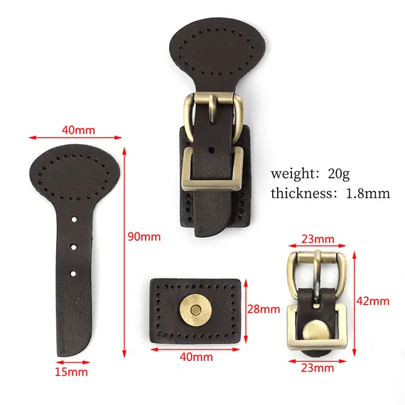 Genuine Leather 2 Piece Magnetic Bag Closure Clasp Multiple Colours Available