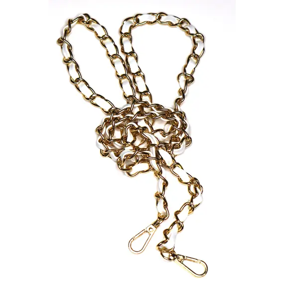 Gold Chain with Leather Insert Single Chain 110 cms Multiple Colours Available