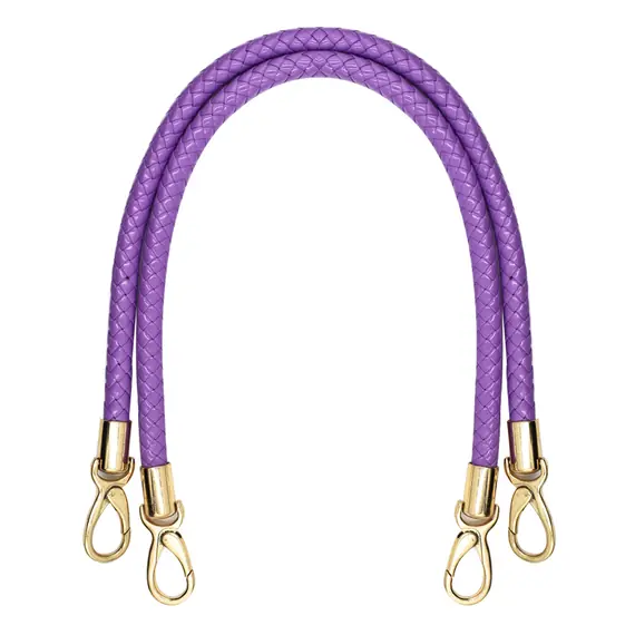 Round PU Leather Braided Bag Handles 60 cms Purple