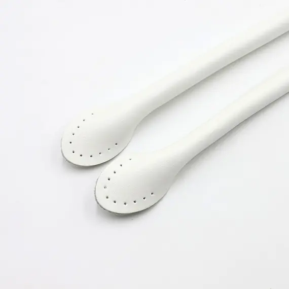 Genuine Leather Round Strap Ear Tab 50 cms White
