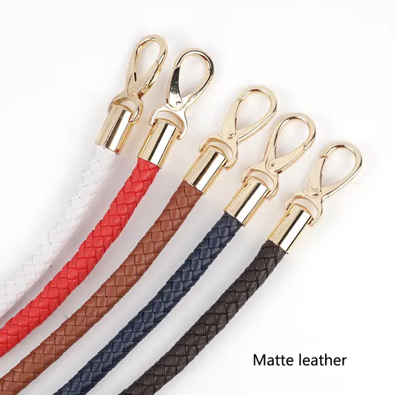 Round PU Leather Braided Bag Handles 60 cms Multiple Colours Available