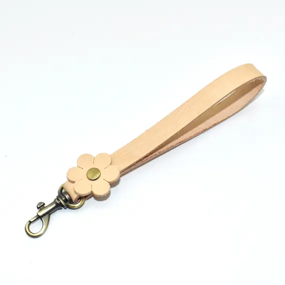 Genuine Leather Bag Flower Wrist Strap