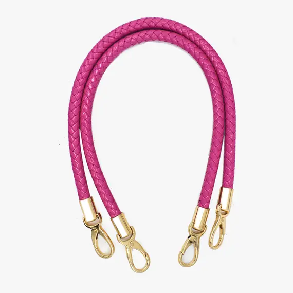 Round PU Leather Braided Bag Handles 60 cms Fuschia